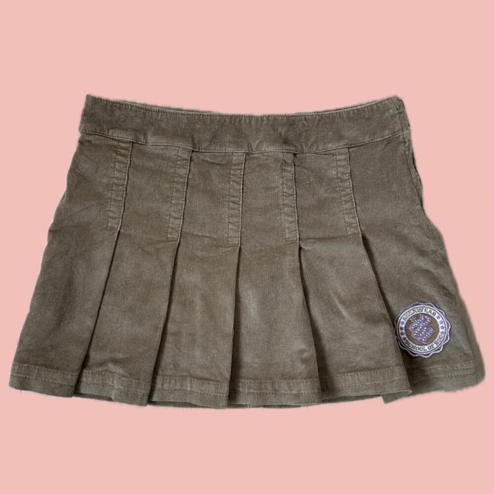 Y2K Rocawear Corduroy Pleated Mini Skirt – Light Brown &amp; Pink (XS-S)